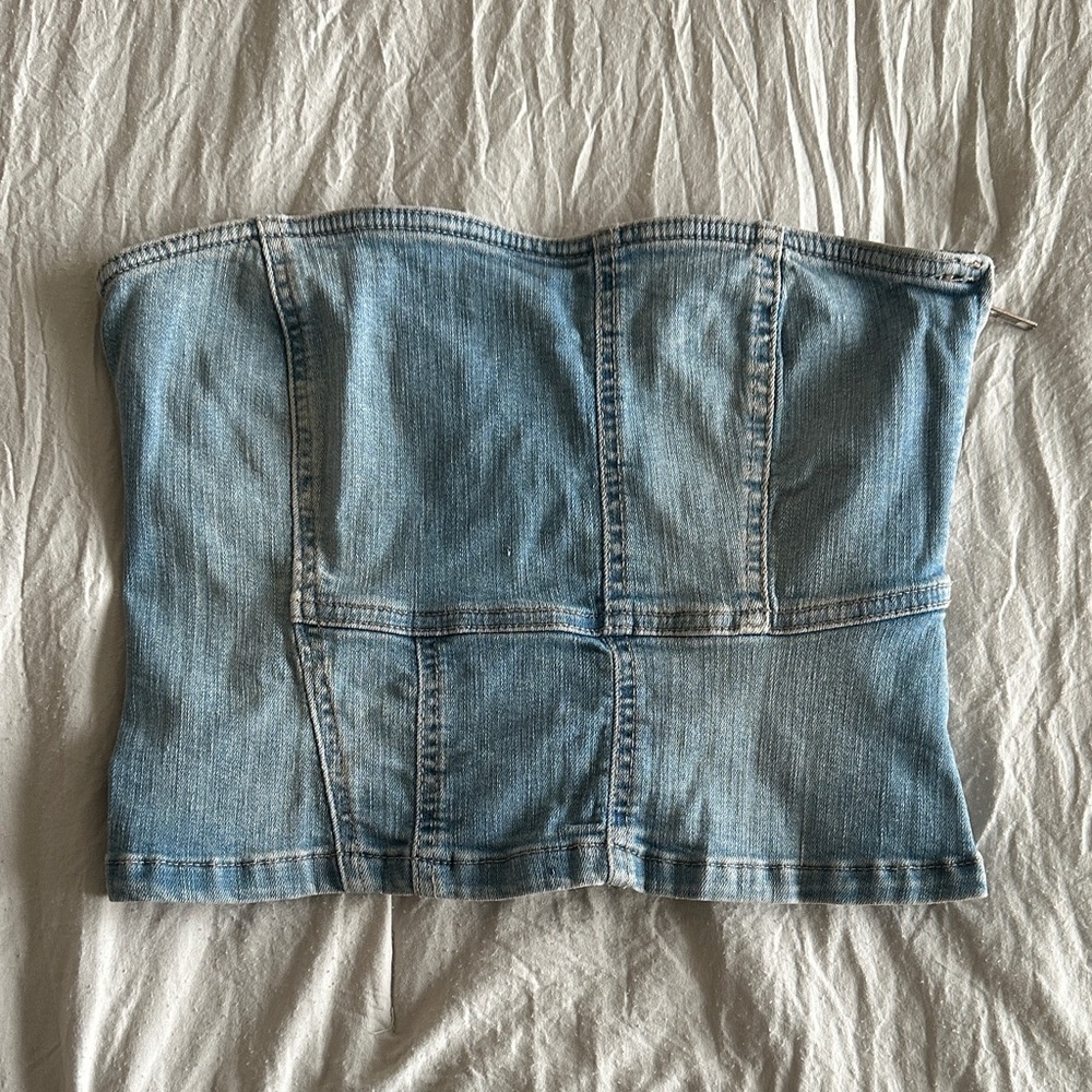 Zara Denim Strapless Women's Top